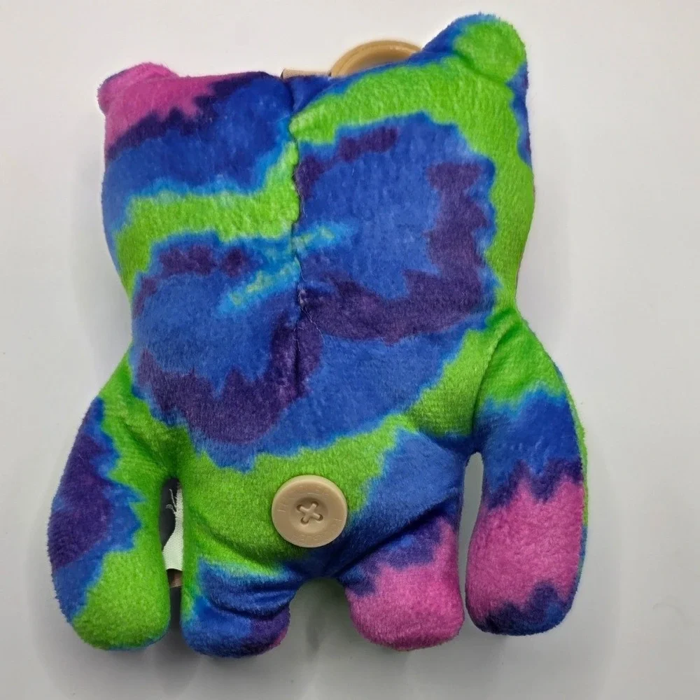 Fuggler Monster Keychain Tie Dye Blue Green Pink Teeth Plush 4.5x5in
